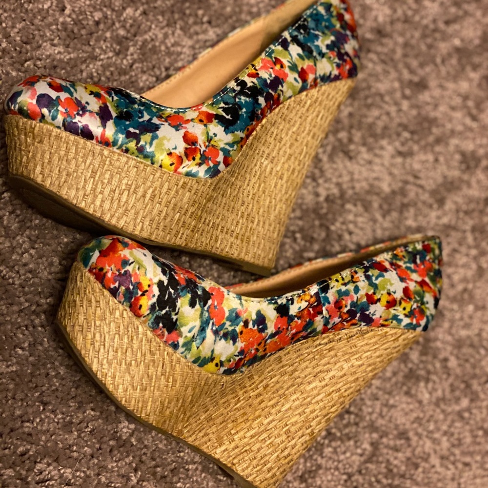 Payless Floral Multicolor Wedges